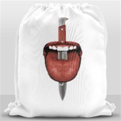 Tongue Cut By Kitchen Knife Photo Collage Drawstring Bag (large)