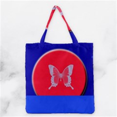 Blue Background Butterflies Frame Grocery Tote Bag