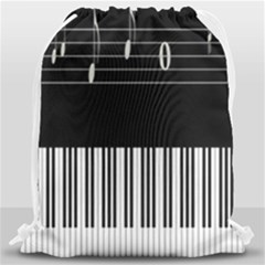 Piano Keyboard With Notes Vector Drawstring Bag (large)