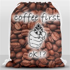 Coffee First, Ok Drawstring Bag (large)
