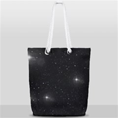 Starry Galaxy Night Black And White Stars Full Print Rope Handle Bag (small)