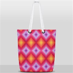 Texture Surface Orange Pink Full Print Rope Handle Tote (small)