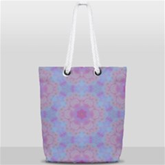 Pattern Pink Hexagon Flower Design Full Print Rope Handle Tote (small)