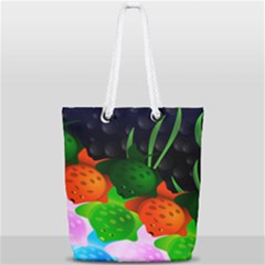 Pattern Fishes Escher Full Print Rope Handle Tote (small)