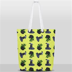 Gothic Girl Rose Yellow Pattern Full Print Rope Handle Tote (small)