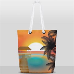Sunset Beach Beach Palm Ocean Full Print Rope Handle Tote (small)