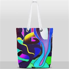 Curvy Collage Full Print Rope Handle Tote (small)