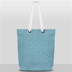 Lines Blue Repeating Textile Full Print Rope Handle Tote (small)