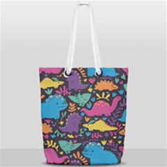 Dino Cute Full Print Rope Handle Tote (small)