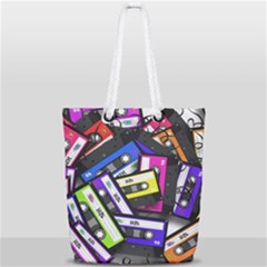 Cassette Many Record Graphics Full Print Rope Handle Tote (small)