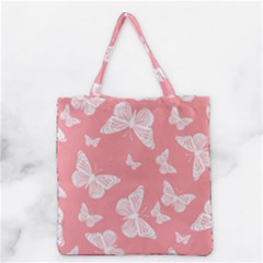 Pink And White Butterflies Grocery Tote Bag
