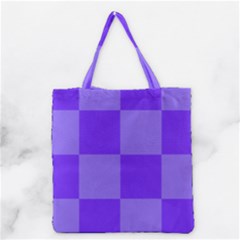 Purple Gingham Check Squares Pattern Grocery Tote Bag