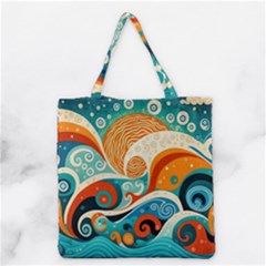 Waves Ocean Sea Abstract Whimsical Abstract Art 4 Grocery Tote Bag