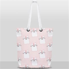 Pattern Pink Cute Sweet Fur Cats Full Print Rope Handle Tote (small)