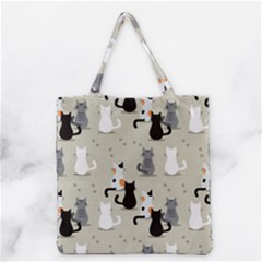 Cute Cat Seamless Pattern Grocery Tote Bag