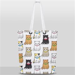 Cat Kitten Seamless Pattern Full Print Rope Handle Tote (small)