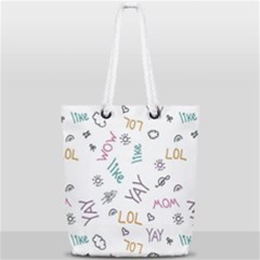 Doodle Pattern Full Print Rope Handle Tote (small)