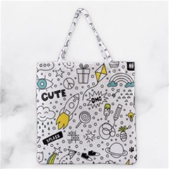 Set-cute-colorful-doodle-hand-drawing Grocery Tote Bag