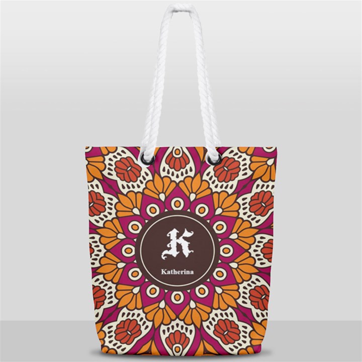 Flower Pattern Full Print Rope Handle Tote (Small)