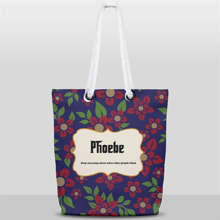 Flower Pattern Full Print Rope Handle Tote (Small)