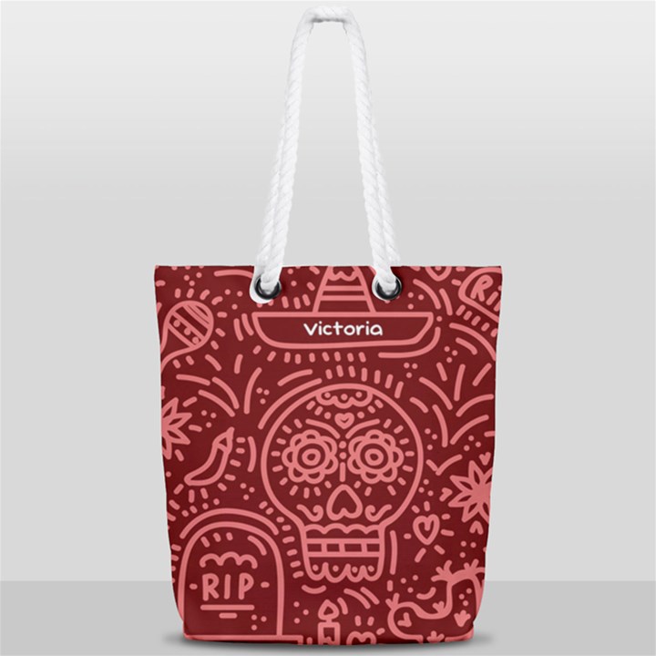 Skull Pattern Full Print Rope Handle Tote (Small)