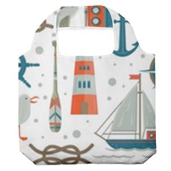 Nautical-elements-pattern-background Premium Foldable Grocery Recycle Bag