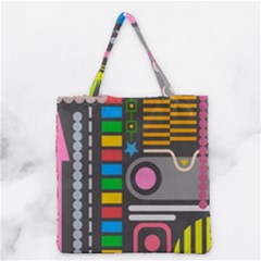 Pattern Geometric Abstract Colorful Arrows Lines Circles Triangles Grocery Tote Bag