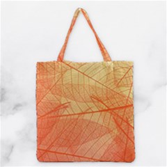 Abstract Texture Of Colorful Bright Pattern Transparent Leaves Orange And Yellow Color Grocery Tote Bag
