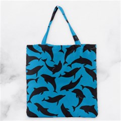 Dolphin Silhouette Pattern Grocery Tote Bag