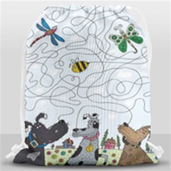 Dog Puzzle Maze Bee Butterfly Drawstring Bag (large)