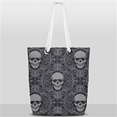 Dark Horror Skulls Pattern Full Print Rope Handle Tote (small)