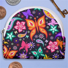Floral Butterflies Horseshoe Style Canvas Pouch