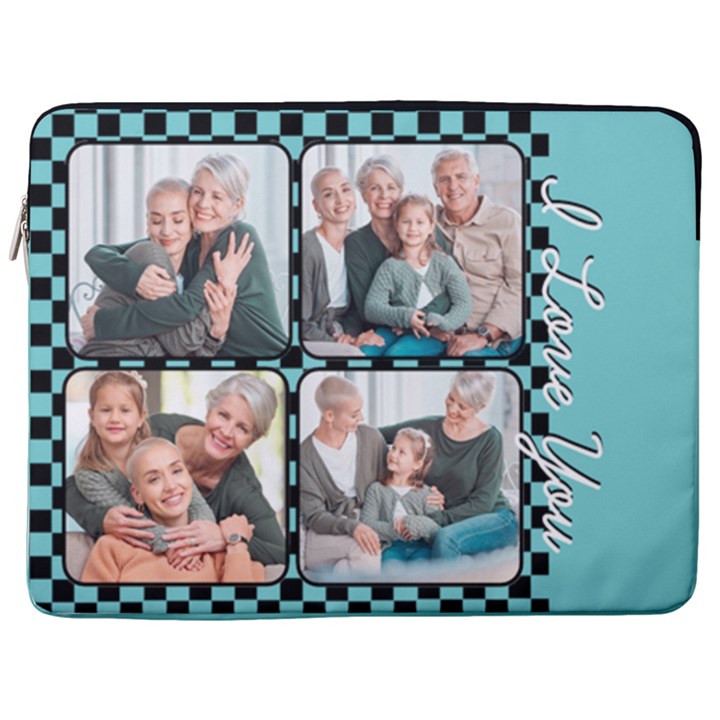 Personalized Photo Grid I Love You 17  Vertical Laptop Sleeve Case With Pocket