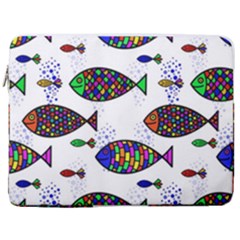 Fish Abstract Colorful 17  Vertical Laptop Sleeve Case With Pocket