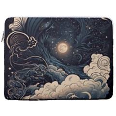 Starry Sky Moon Space Cosmic Galaxy Nature Art Clouds Art Nouveau Abstract 17  Vertical Laptop Sleeve Case With Pocket