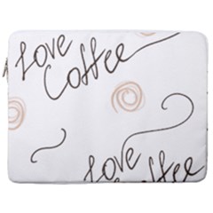 Seamless Pattern Coffee Text 17  Vertical Laptop Sleeve Case With Pocket