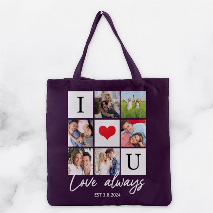 Personalized Love Always Any Text Photo Tote Bag Grocery Tote Bag