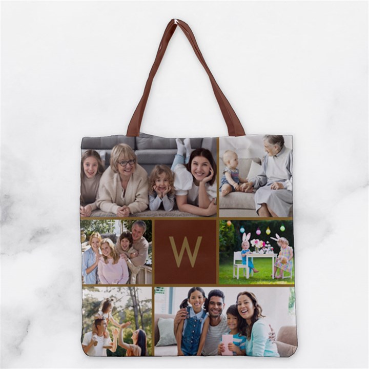 Personalized Initial Photo Tote Bag Grocery Tote Bag