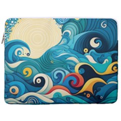 Waves Wave Ocean Sea Abstract Whimsical 17  Vertical Laptop Sleeve Case With Pocket