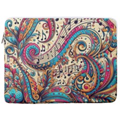 Paisley Print Musical Notes 17  Vertical Laptop Sleeve Case With Pocket