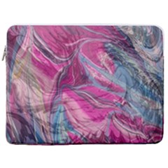 Fuchsia Waves 17  Vertical Laptop Sleeve Case With Pocket