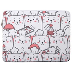 Cute Cat Chef Cooking Seamless Pattern Cartoon 17  Vertical Laptop Sleeve Case With Pocket