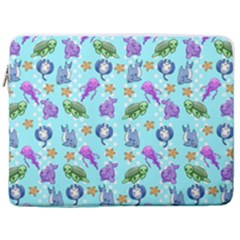 Sea Ocean Sealife Turtle Jellyfish 17  Vertical Laptop Sleeve Case With Pocket