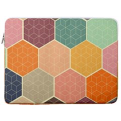 Abstract Hex Hexagon Grid Pattern Honeycomb 17  Vertical Laptop Sleeve Case With Pocket
