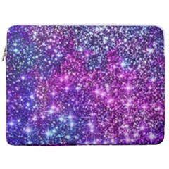 Purple Violet Glitter Galaxy Nebula Space Pattern 17  Vertical Laptop Sleeve Case With Pocket