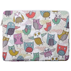 Owl Animal Bird Pattern 17  Vertical Laptop Sleeve Case With Pocket
