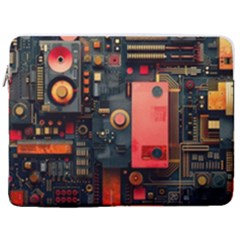 Tech Technology Pattern 17  Vertical Laptop Sleeve Case With Pocket