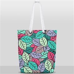 Pattern Leaves Background Nature Full Print Rope Handle Tote (small)