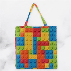 Lego Bricks, Colorful Dots Background Grocery Tote Bag
