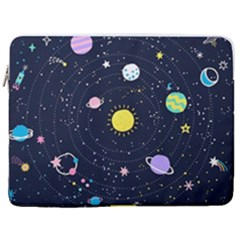 Aesthetic Outer Space Cartoon Art 17  Vertical Laptop Sleeve Case With Pocket